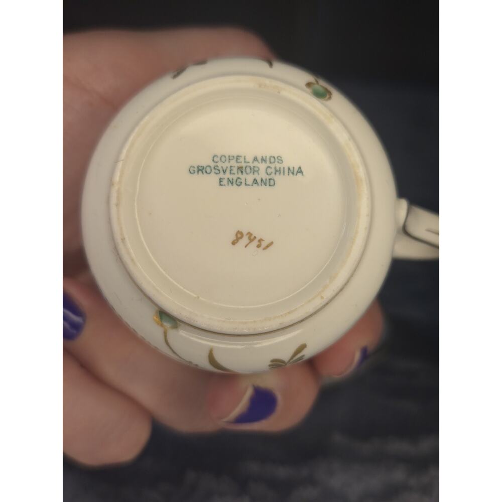 Copelands Grosvenor China Demitasse Cup and Saucer "Emerald" Vintage 1956 - Picture 2 of 4